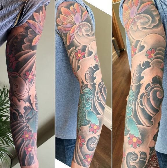 tatuaje flores del cerezo japonesas para hombre 32