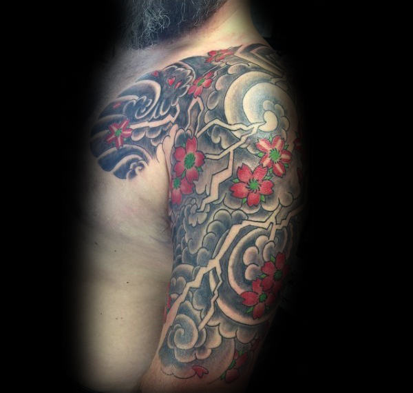 tatuaje flores del cerezo japonesas para hombre 49