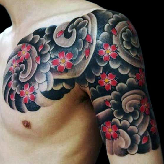 tatuaje flores del cerezo japonesas para hombre 52