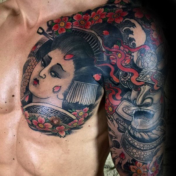 tatuaje flores del cerezo japonesas para hombre 67