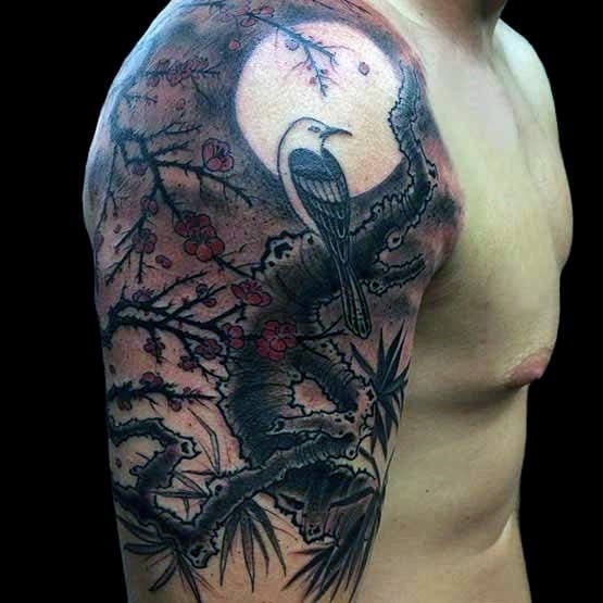 tatuaje flores del cerezo japonesas para hombre 68
