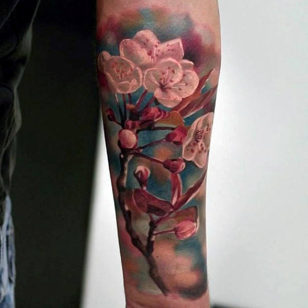 tatuaje flores del cerezo japonesas para hombre 75
