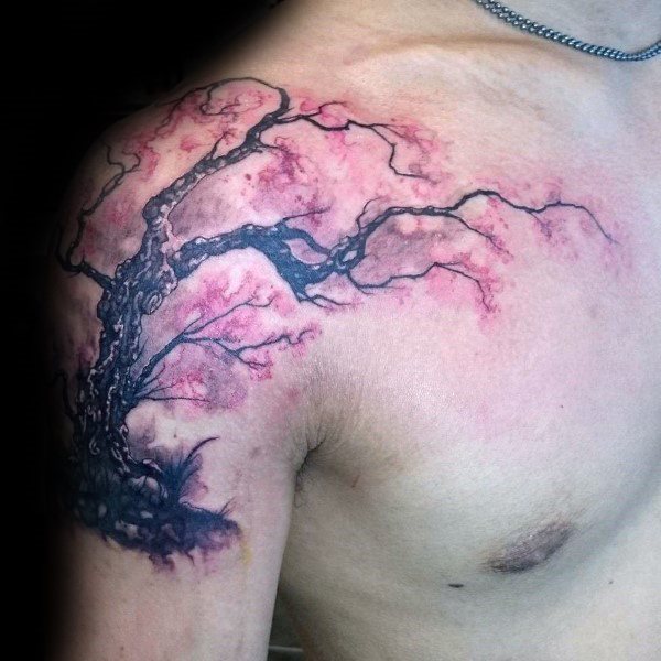 tatuaje flores del cerezo japonesas para hombre 77