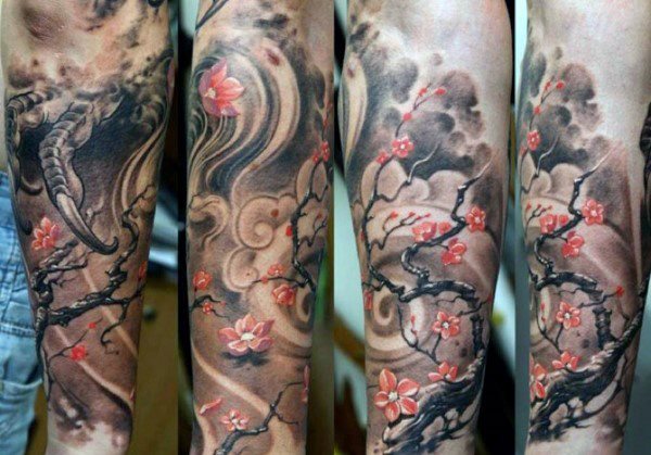 tatuaje flores del cerezo japonesas para hombre 78