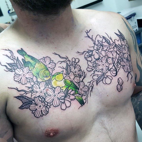 tatuaje flores del cerezo japonesas para hombre 79