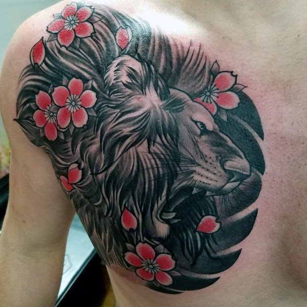 tatuaje flores del cerezo japonesas para hombre 80
