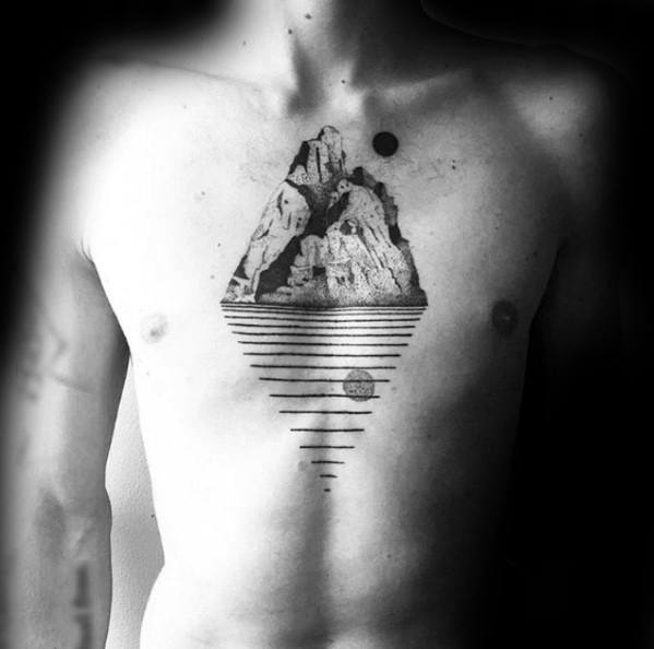 tatuaje geometrico montana para hombre 17