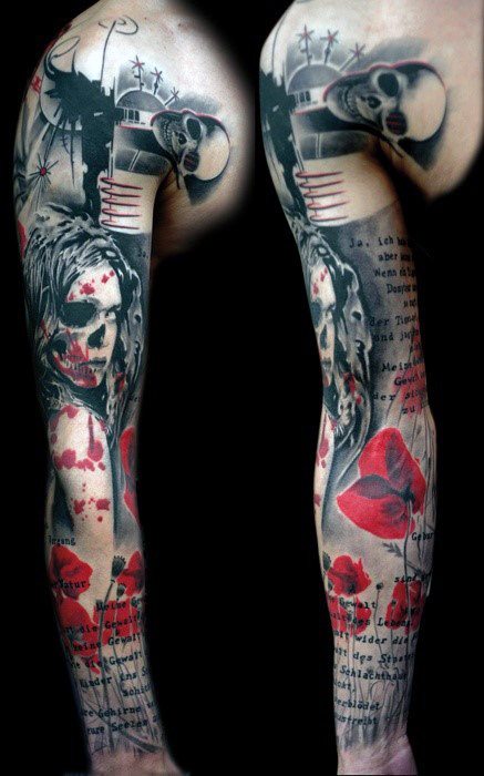 tatuaje rojo y negro para hombre 13