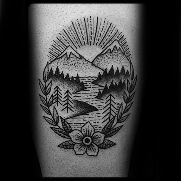 tatuaje tradicional montana para hombre 29