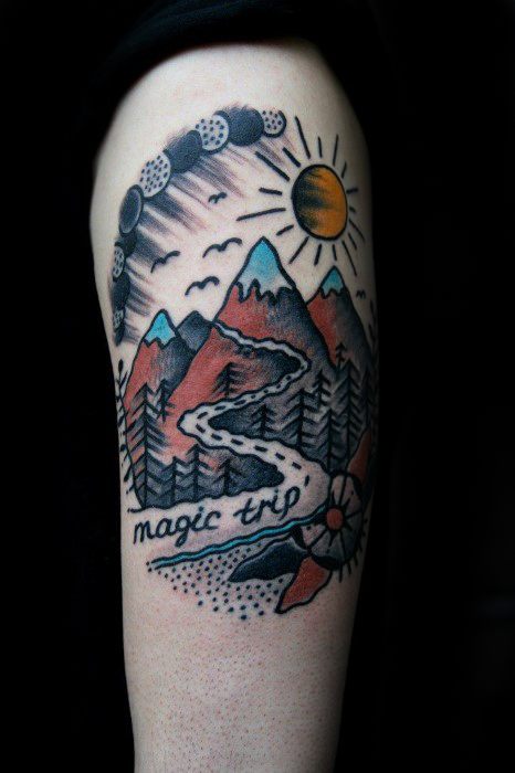 tatuaje tradicional montana para hombre 33