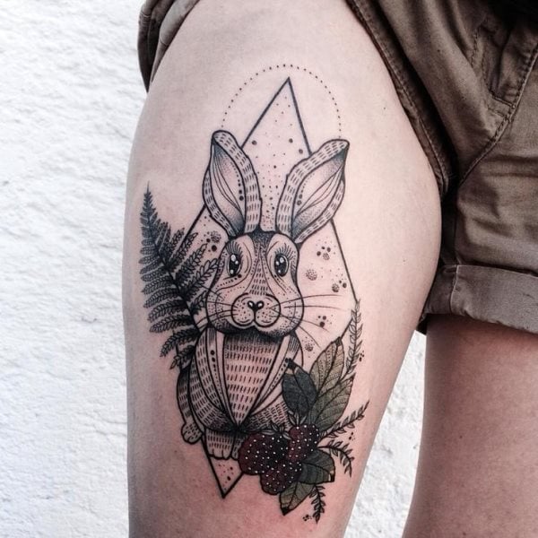 90 Tatuajes de conejos (Con su significado)