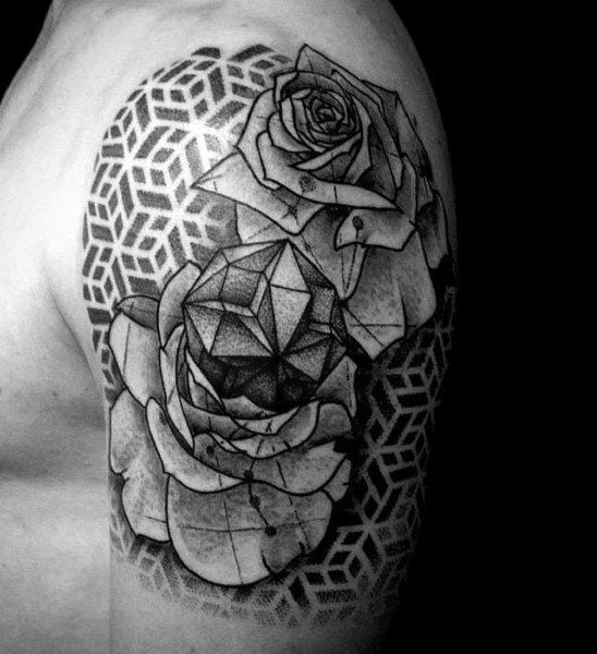 tatuaje rosa geometrica 15