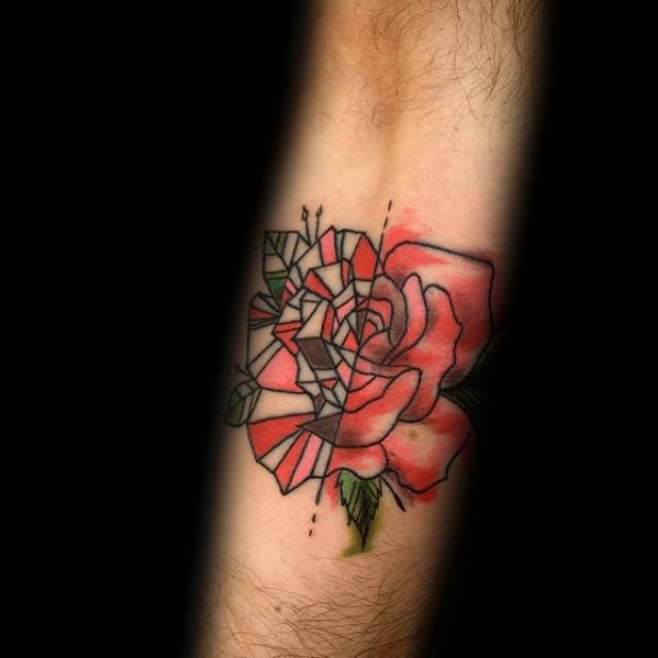 tatuaje rosa geometrica 37