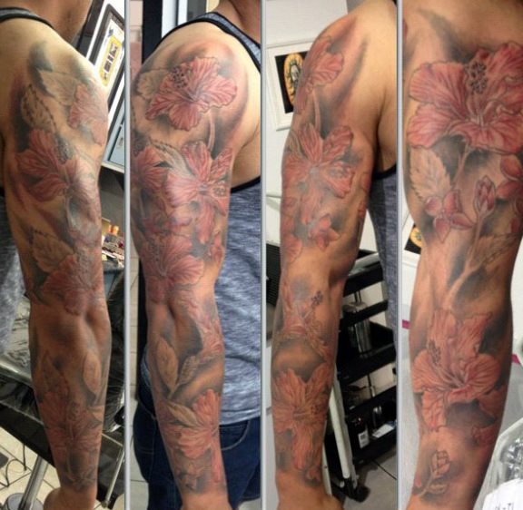 tatuaje flor de hibisco 66