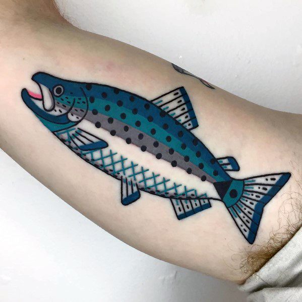 60 Tatuajes de salmones (con el significado)