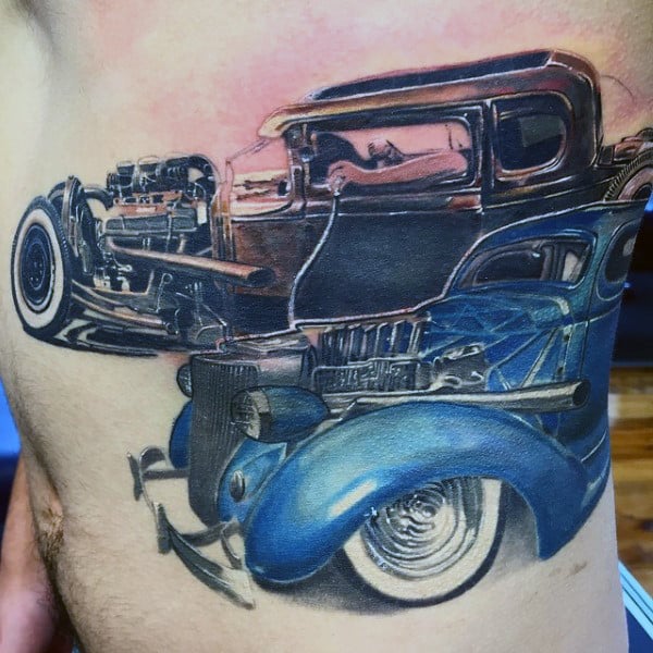 tatuaje coche antiguo americano hot rod 47