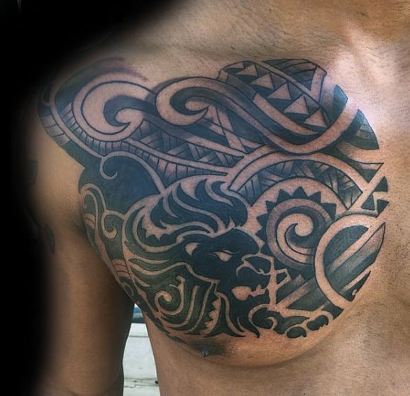 tatuaje leon estilo tribal 09