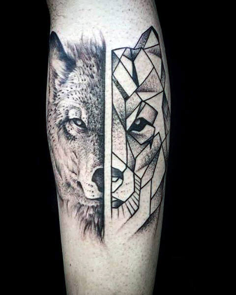 tatuaje lobo geometrico 43