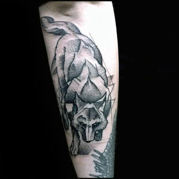 tatuaje lobo geometrico 47