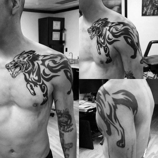 tatuaje lobo tribal 37