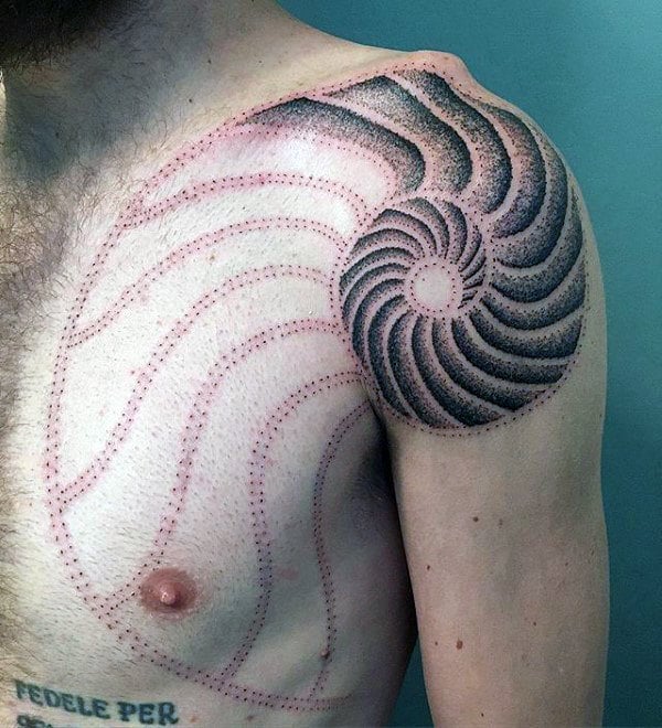 Tatuaje de espiral de Fibonacci
