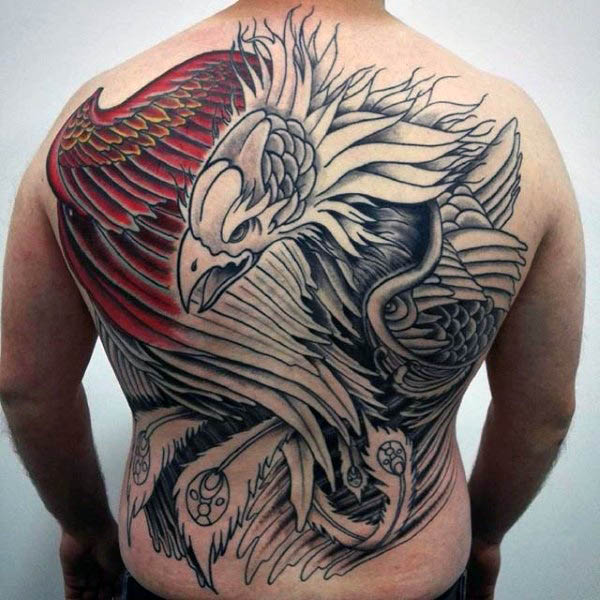 tatuaje fenix en espalda 13
