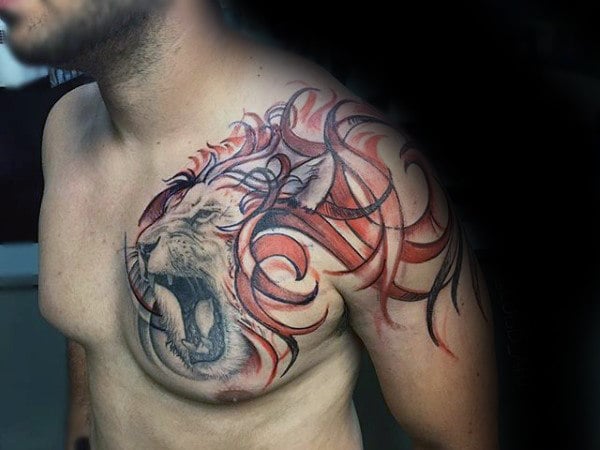 tatuaje leon en el pecho 105