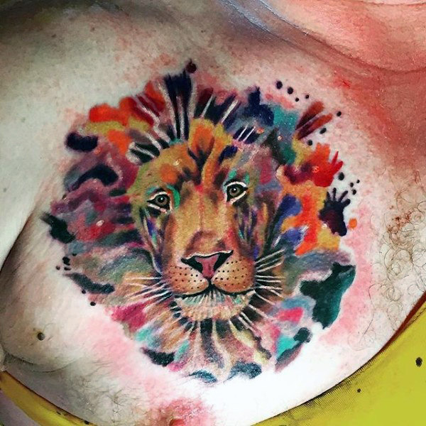 tatuaje leon en el pecho 109