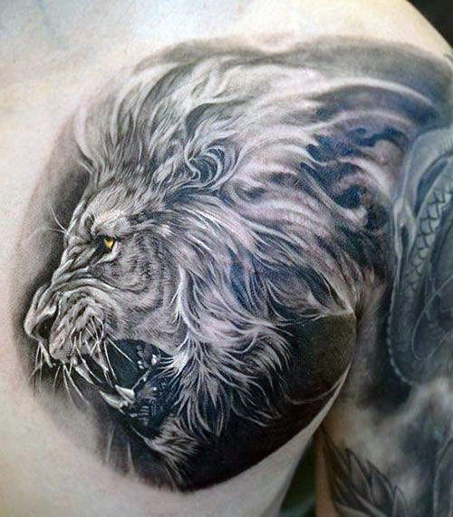 tatuaje leon en el pecho 111