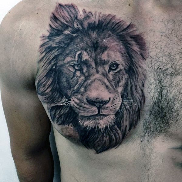 tatuaje leon en el pecho 121