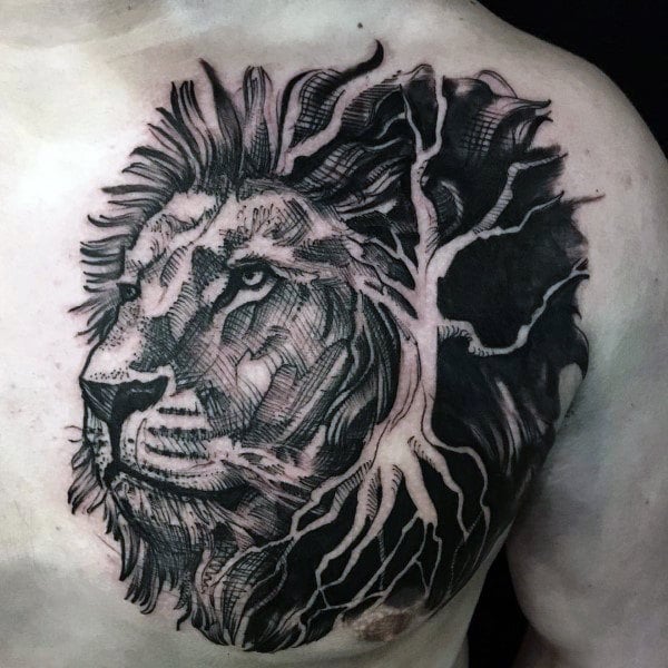 tatuaje leon en el pecho 13