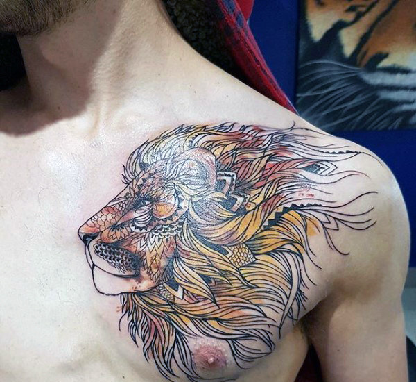 tatuaje leon en el pecho 25