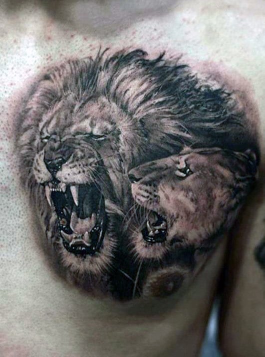 tatuaje leon en el pecho 35