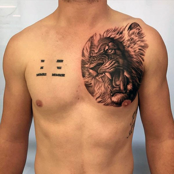 tatuaje leon en el pecho 41