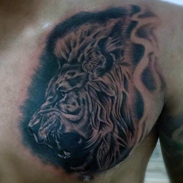 tatuaje leon en el pecho 43