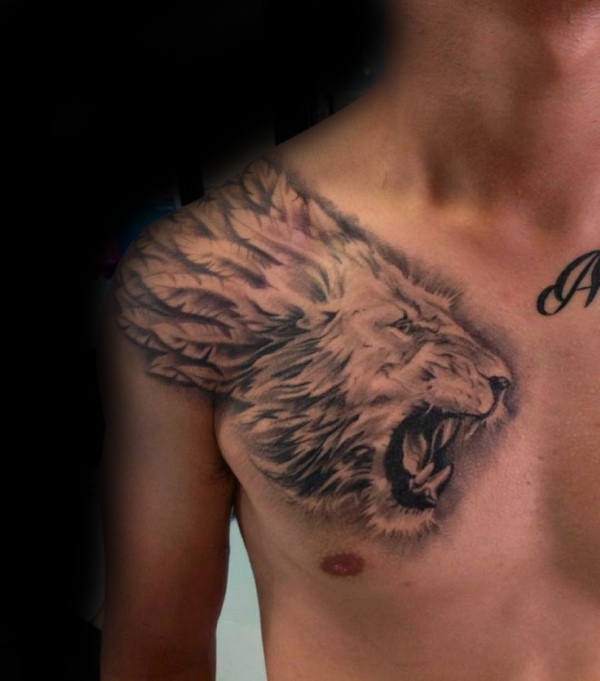 tatuaje leon en el pecho 49