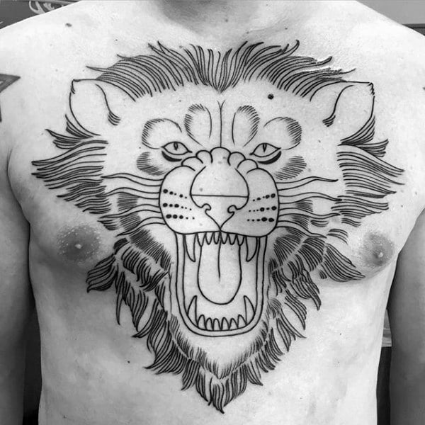 tatuaje leon en el pecho 61