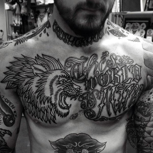 tatuaje leon en el pecho 71
