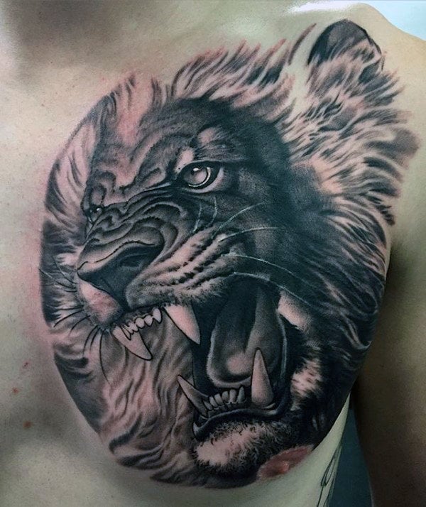 tatuaje leon en el pecho 73