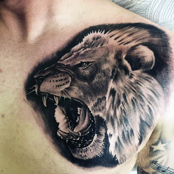 tatuaje leon en el pecho 79