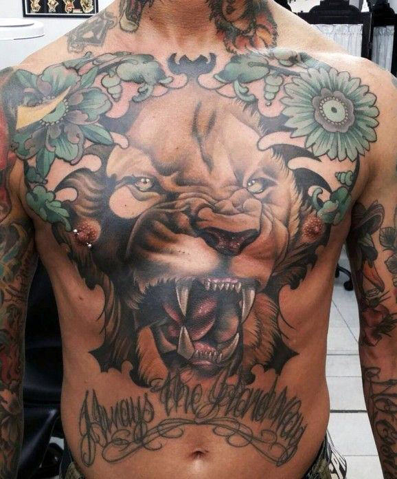 tatuaje leon en el pecho 83