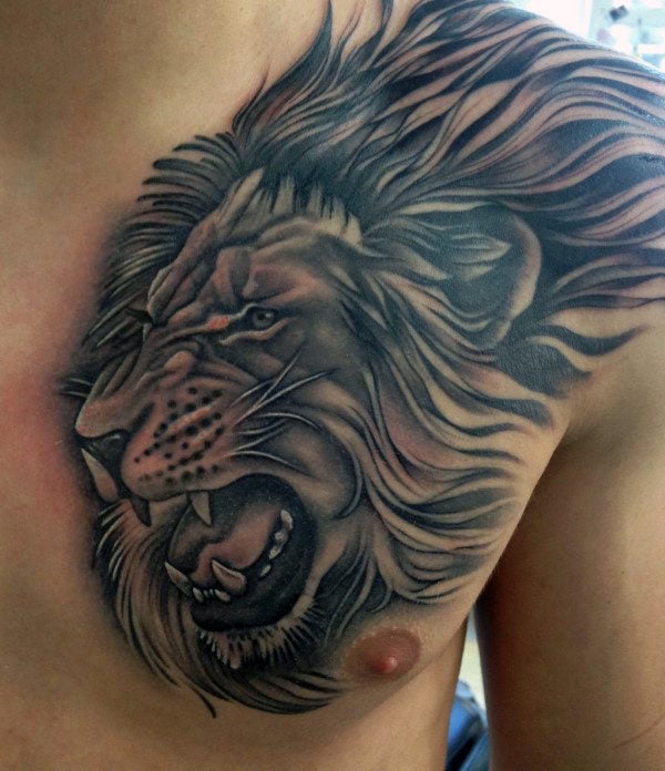 tatuaje leon en el pecho 89