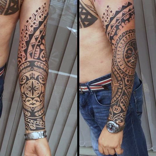 tatuaje tribal en antebrazo 35