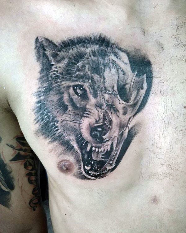 tatuaje calavera lobo 31