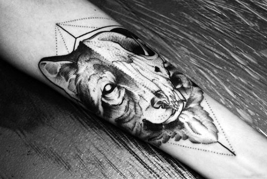 tatuaje calavera lobo 43