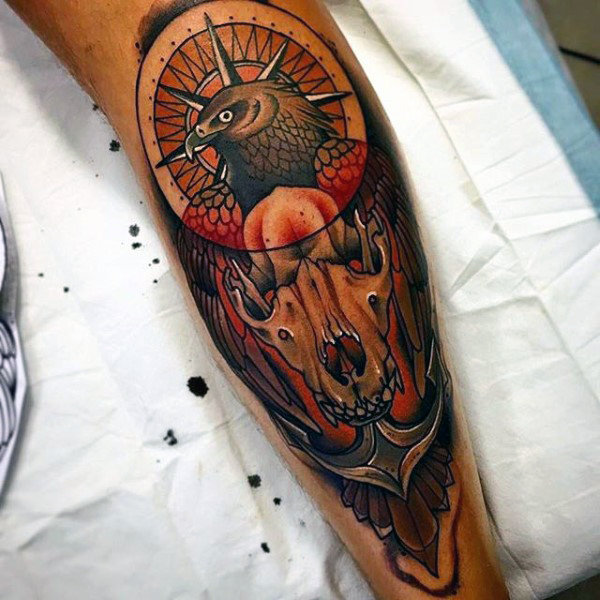 tatuaje calavera lobo 47