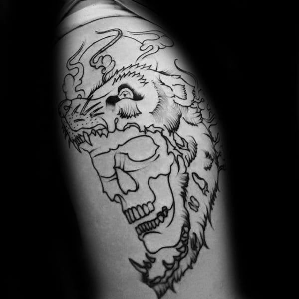 tatuaje calavera lobo 57