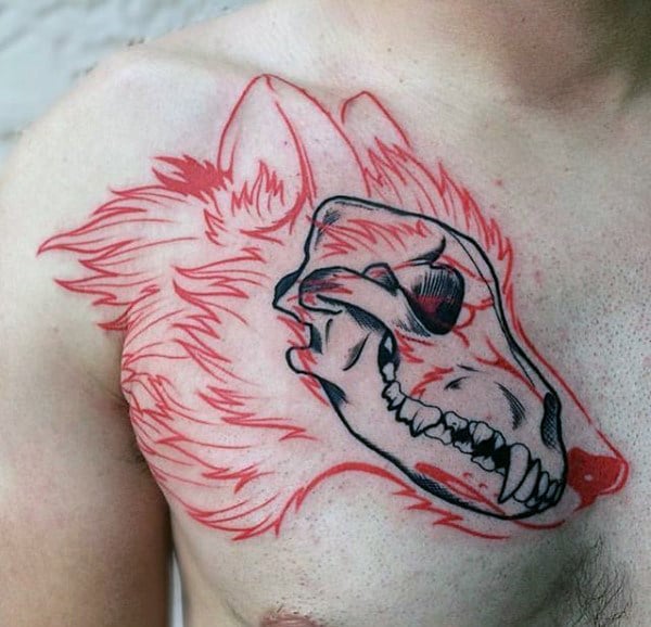 tatuaje calavera lobo 65