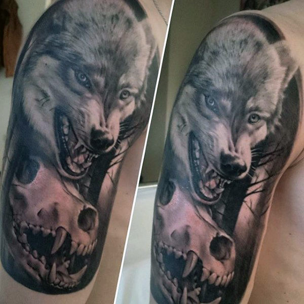 tatuaje calavera lobo 97