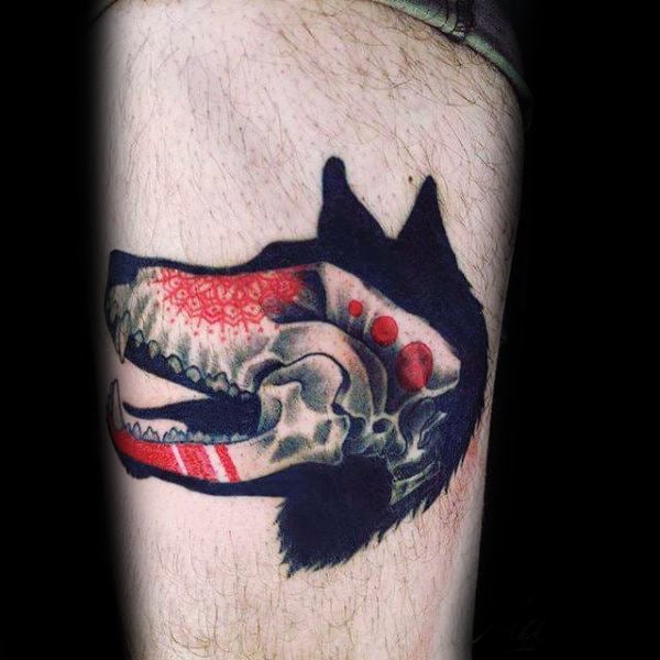 tatuaje calavera lobo 99